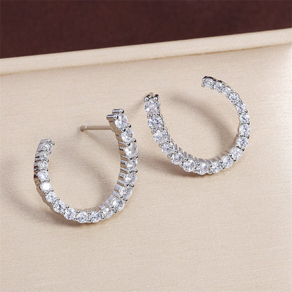 Women's C-shaped Stud Earrings With Rhinestones Earrings Jewelry dealsniper-net
