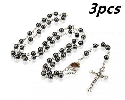 Non-Magnetic Black Gallstone Cross Jewelry dealsniper-net Hematite3pcs