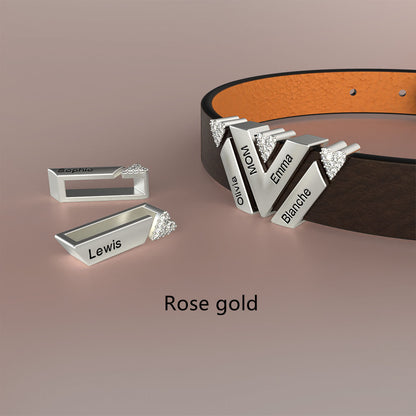 New Leather DIY Lettering Bracelet Drill Buckle Jewelry Gym From House 3small beads Rose Gold