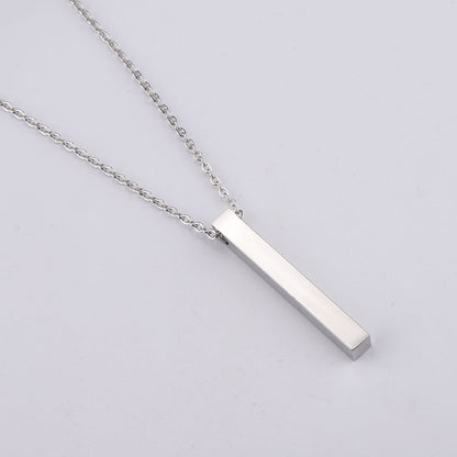 3D Engraved Bar Necklace Jewelry dealsniper-net Silver 1side