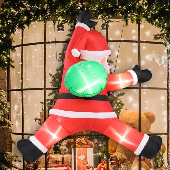 4.9 FT Lighted Christmas Decoration Inflatable Hanging Santa Claus