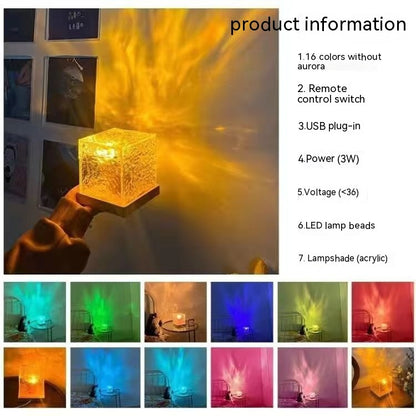 16 Colors LED Water Ripple Ambient Night Light Table Lamp Home Decor dealsniper-net