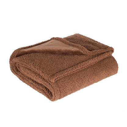 Flannel Cotton Wool Sherpa Thick Pet Blanket Dog Kennel Pets DealSniper.net Coffee L
