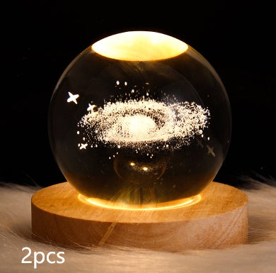 Luminous Starry Sky And Planets Moon Moon Crystal Ball Night Lamp Home Decor Gym From House Solid Wood Lamp Holder Nebula 6CM 2PCS