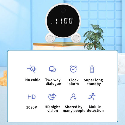 Wifi Alarm Clock Camera HD 1080P Night Vision Motion Detection House dealsniper-net