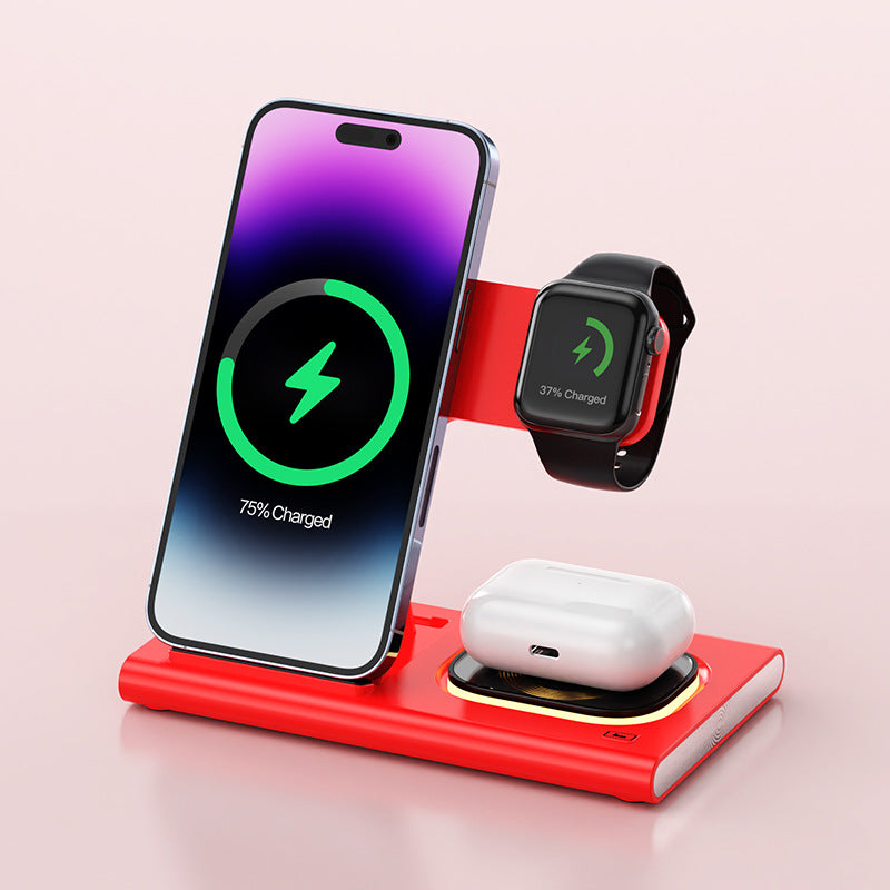 3 IN 1 15W Wireless Charging Charger Magnetic Night Light Gadgets Gym From House Red