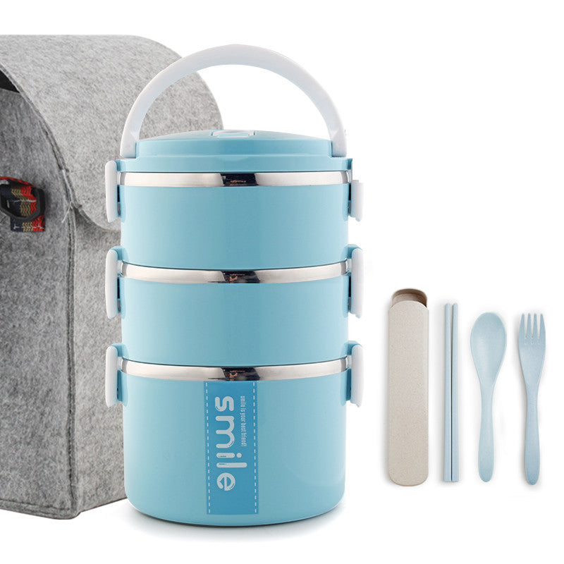 Stainless Steel Lunch Box Kitchen dealsniper-net Blue 3 layers + bag