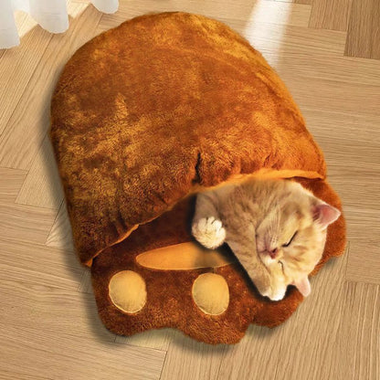Winter Warm Cute Bear Paw Cat Bed Thickened House Pets Gym From House