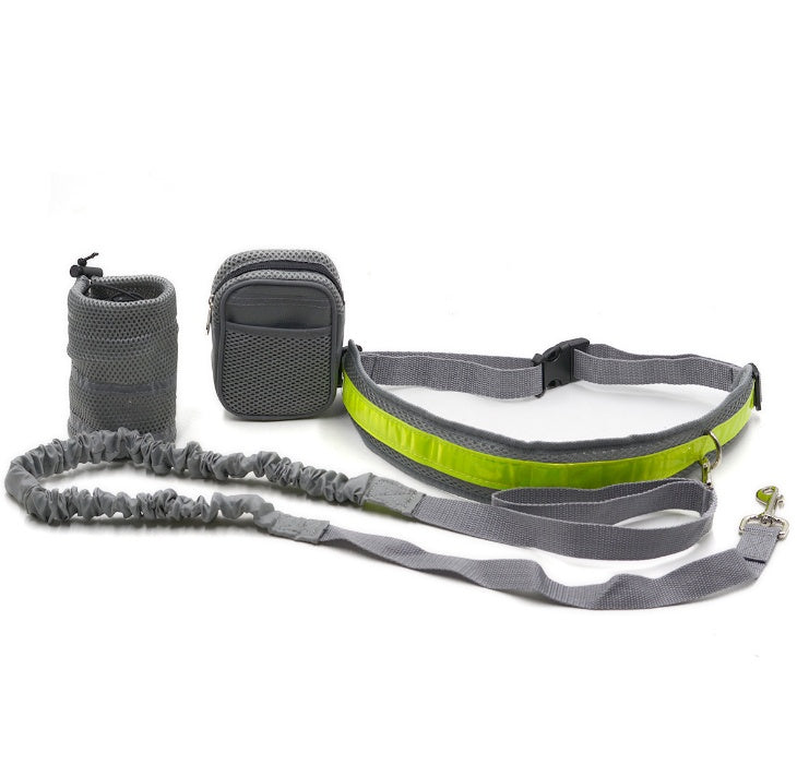 Adjustable Hands Free Dog Leash Pets dealsniper-net Gray Q1set