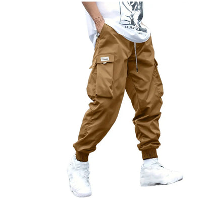 Multi-pocket Cargo Pants Men's Casual Hip-Hop Drawstring Men Gym From House Dark brown1 3XL