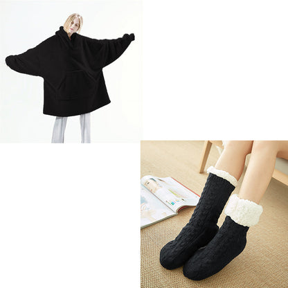 Hoodie Sweatshirt With Big Pocket Tops Sweater Comfortable Loose Women dealsniper-net Black Black2 One size