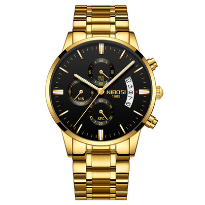 Men Watch Chronograph Sport Mens Watches Top Brand Men DealSniper.net Glod black