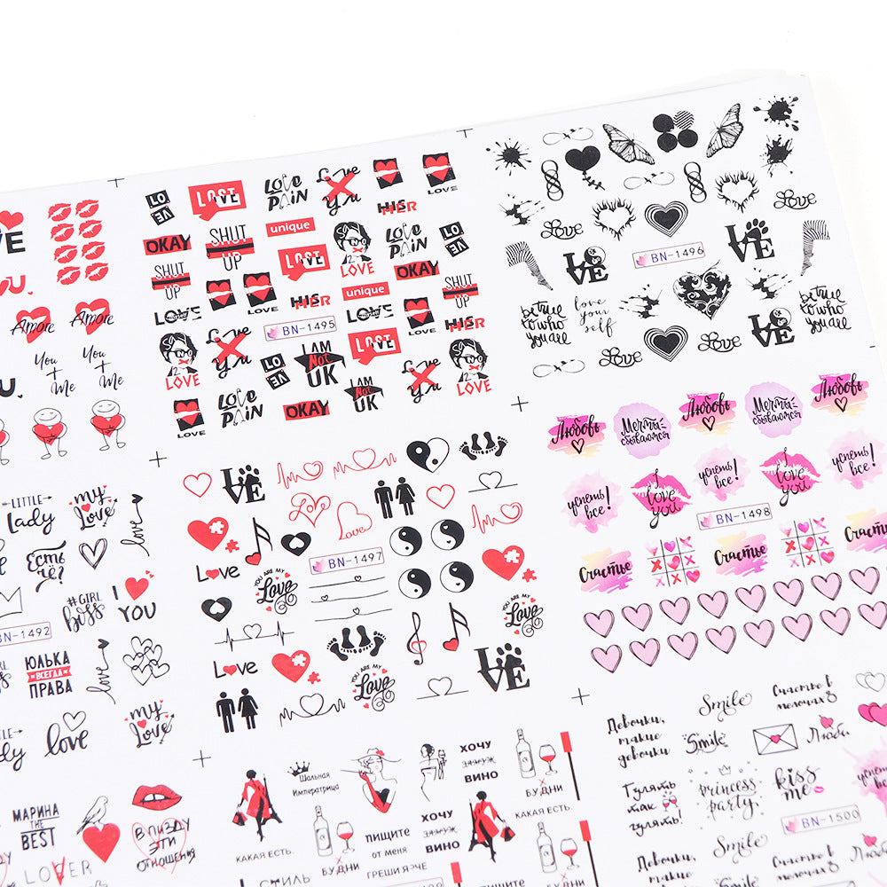 Love Lip Print Letter Nail Sticker Beauty dealsniper-net