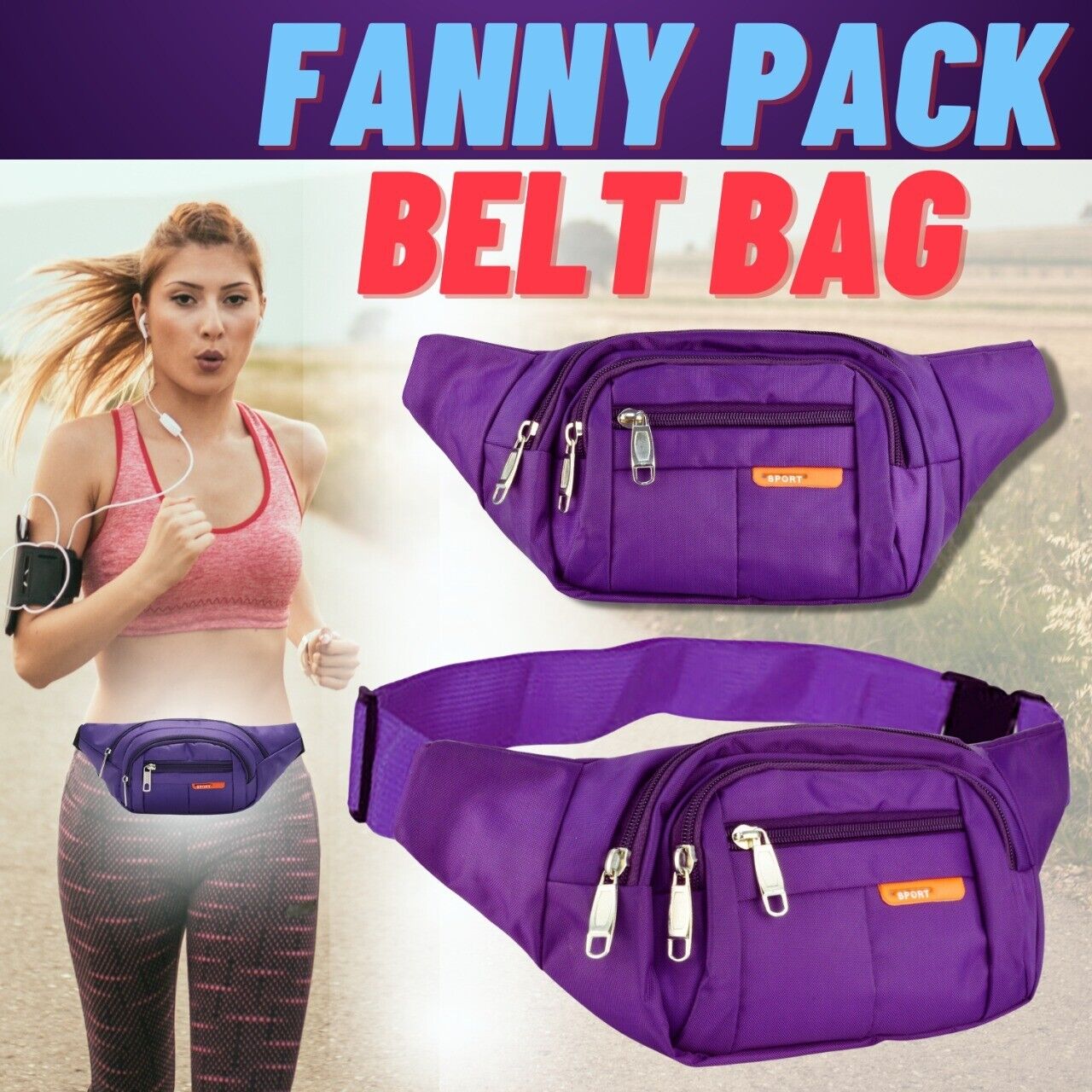 Men Women Fanny Pack Belt Waist Bag Cross Body Sling Shoulder Travel Sport Pouch Men dealsniper-net