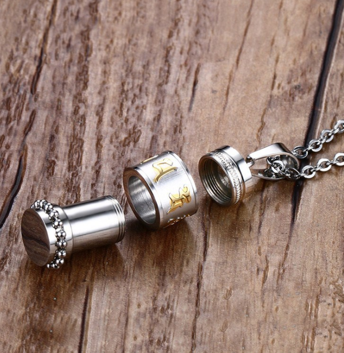 Trend Titanium Steel Prayer Wheel Six-word Mantra Pendant Jewelry dealsniper-net