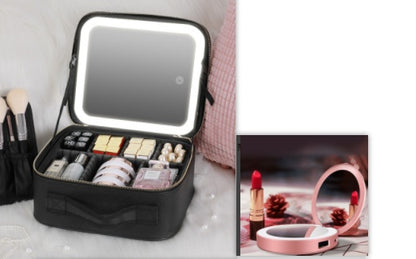 Smart LED Cosmetic Case With Mirror Cosmetic Bag Beauty dealsniper-net Suit 12inches USB