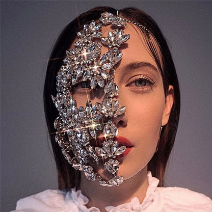 Exaggerated Fashion Rhinestone Mask For Halloween