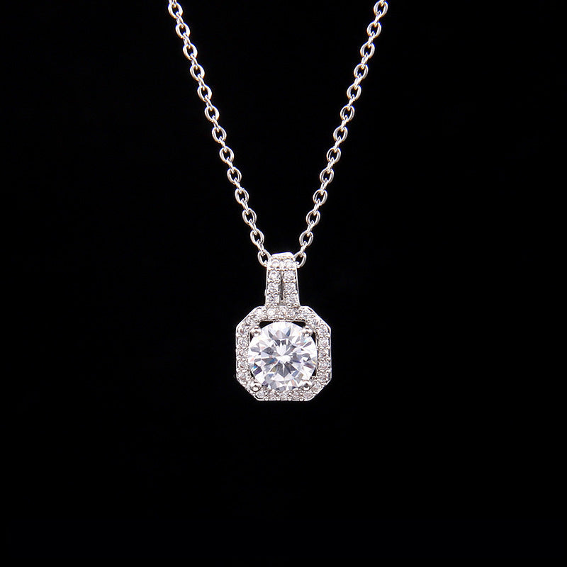 Cross-Border New Product Perfume Bottle Zircon Pendant Clavicle Chain Jewelry Gym From House White square diamond