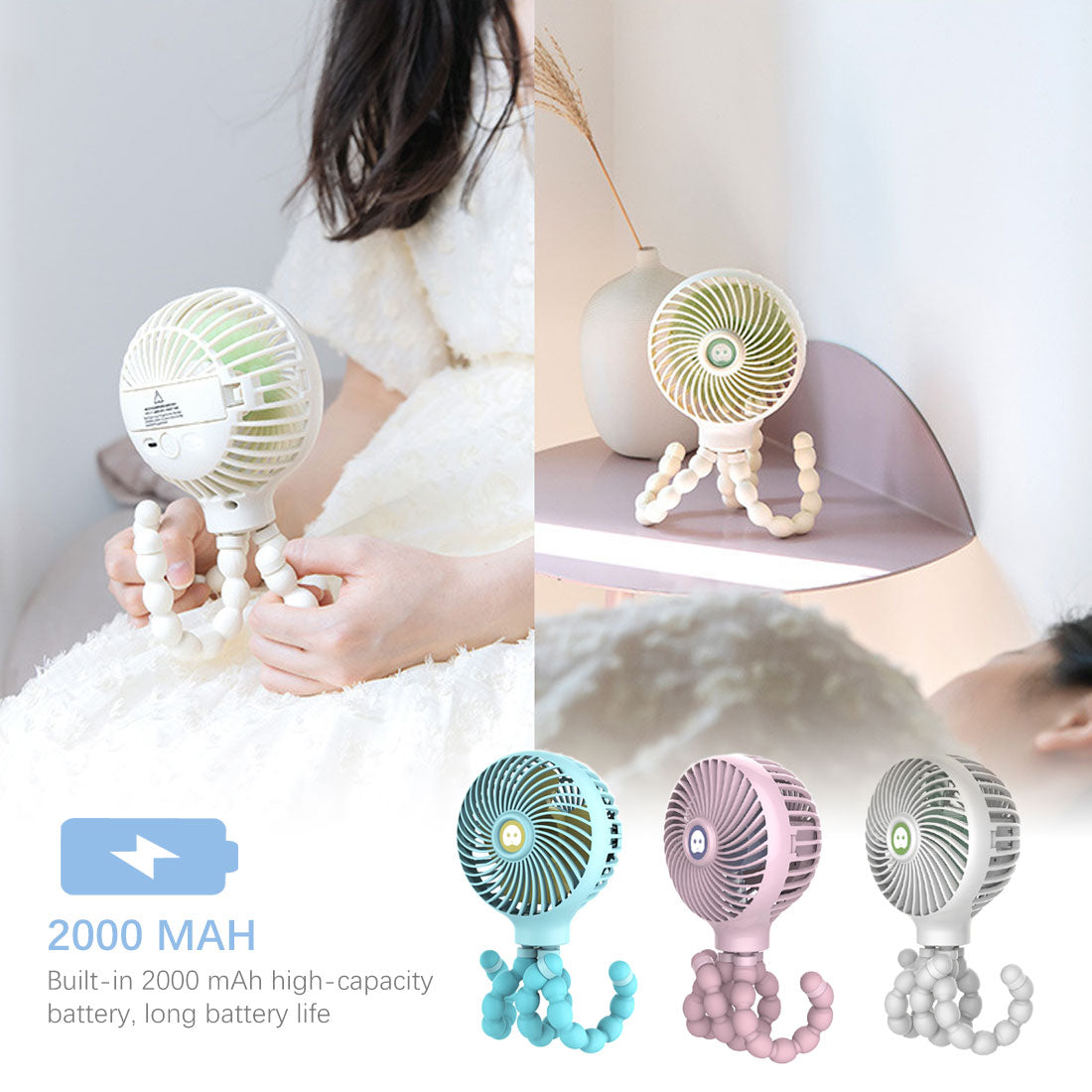 Octopus Deformed Folding Fan New USB Charging Mini Handheld