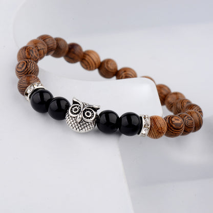 Owl frosted stone lifeline wood grain bracelet Jewelry dealsniper-net