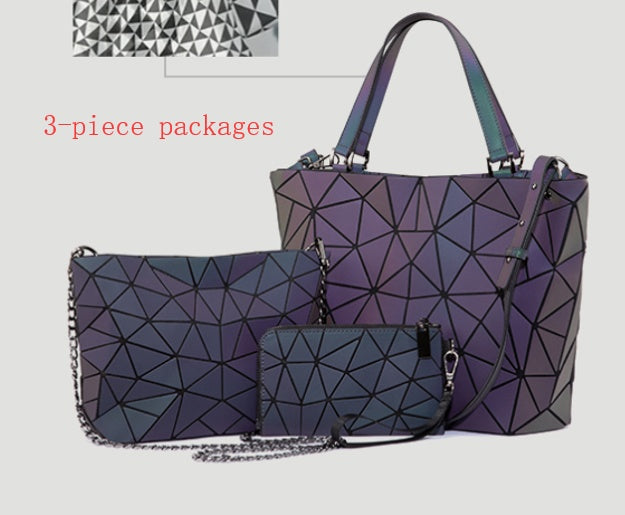 Luminous Makeup Bag Lattice Design Geometric Bag Women dealsniper-net D