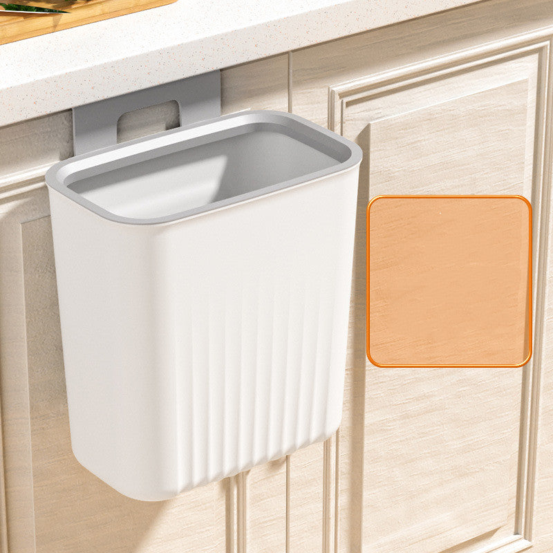 Domestic Hanging Kitchen Waste Bin With Lid Kitchen dealsniper-net White Pressed ring stripe