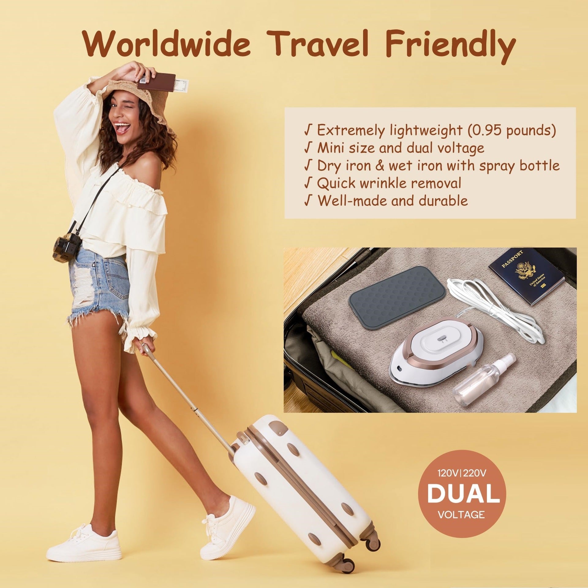 Newbealer Travel Iron With Dual Voltage Women DealSniper.net