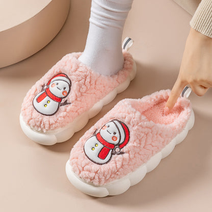 Cute Snowman Slippers Winter Indoor Household Warm Plush Women dealsniper-net