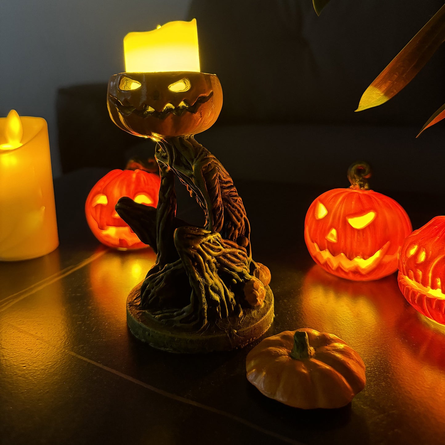 Halloween Pumpkin Candlestick Resin Decorations Holidays DealSniper.net