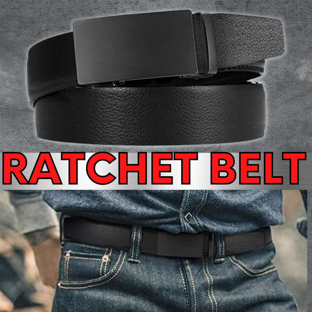 Microfiber Leather Mens Ratchet Belt Belts For Men Adjustable Automatic Buckle Black Men dealsniper-net