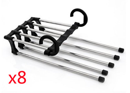 5 In 1 Wardrobe Hanger Multi-functional Clothes Hangers Rack House DealSniper.net Black 47x18cm 8PCS