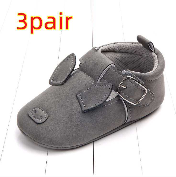 Spring and autumn cartoon animal baby shoes matte leather non-slip soft bottom baby shoes wholesale 0884 Kids DealSniper.net Pig B 3pair 11CM