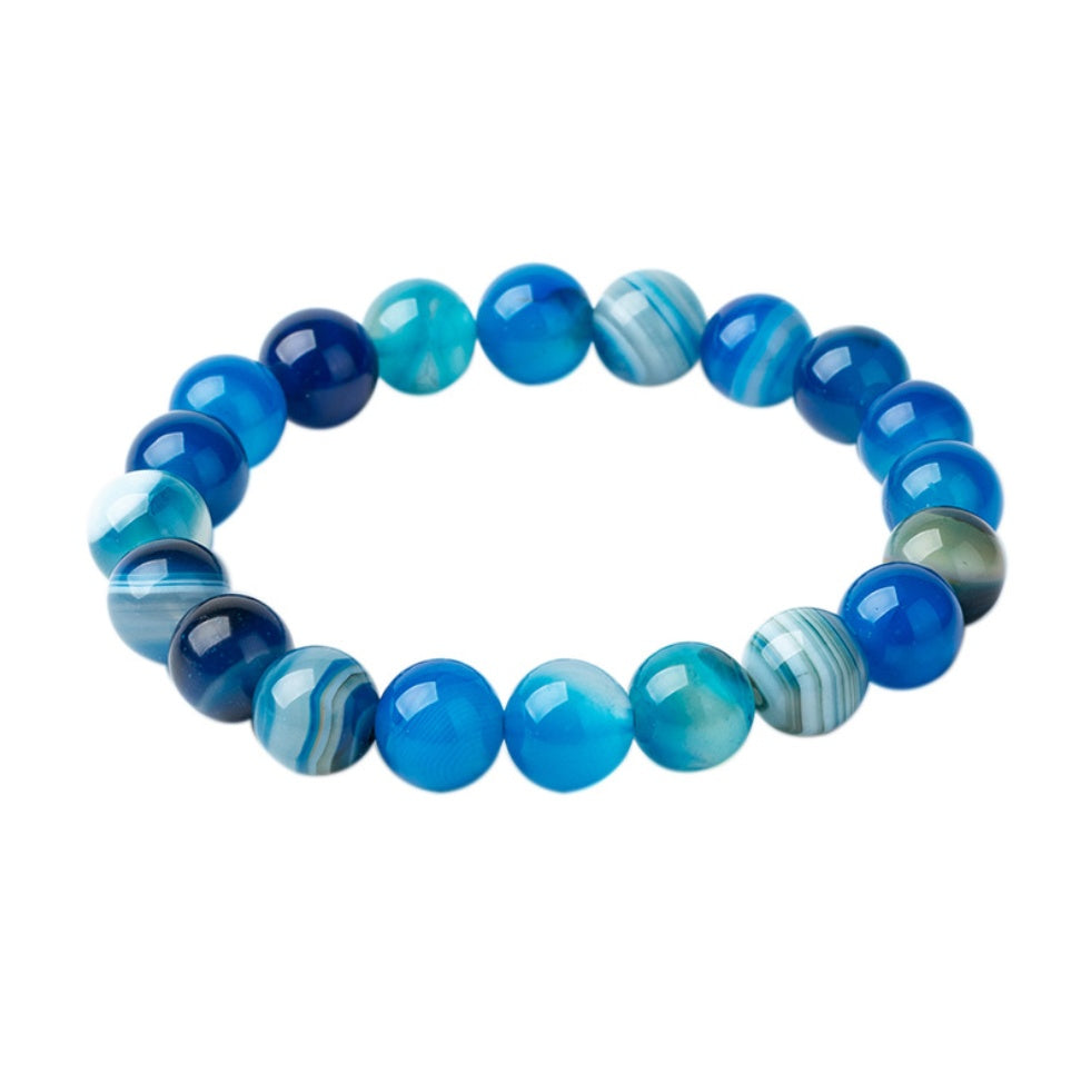 Handmade Black Lava Seven Chakra Healing Balance Beaded Bracelet Jewelry dealsniper-net Blue