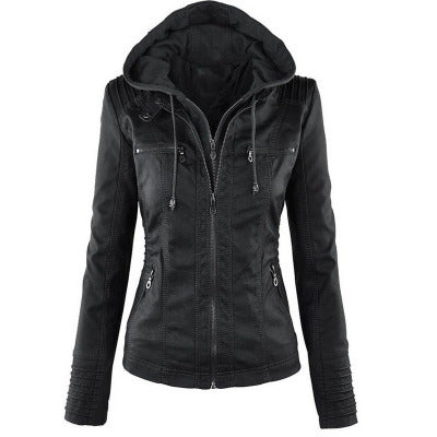 Fashion Detachable Hooded Jacket With Pockets Clothing Women DealSniper.net Black 2XL