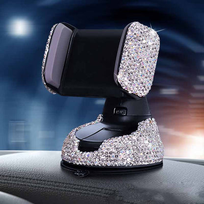 Multifunctional Air Outlet Diamond-encrusted Car Phone Holder Vehicle dealsniper-net White