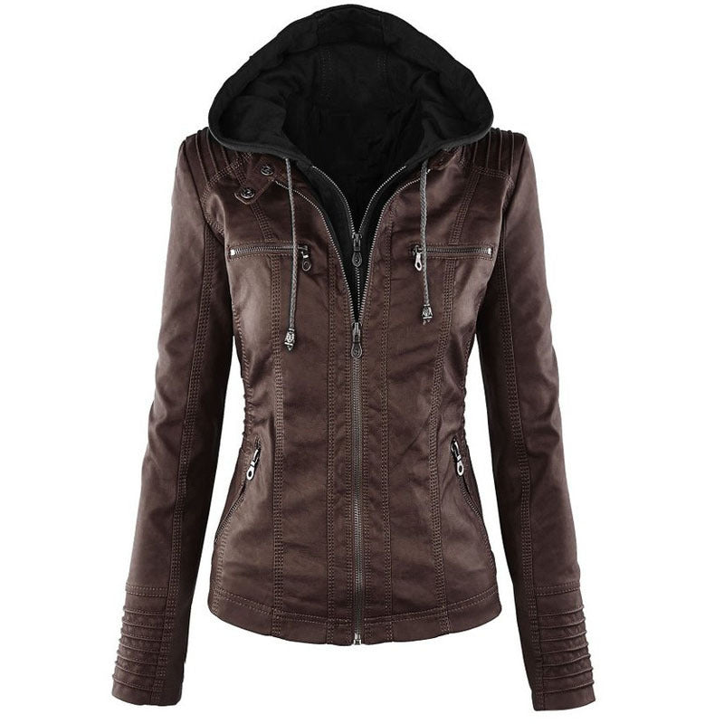 Fashion Detachable Hooded Jacket With Pockets Clothing Women DealSniper.net Coffee 2XL