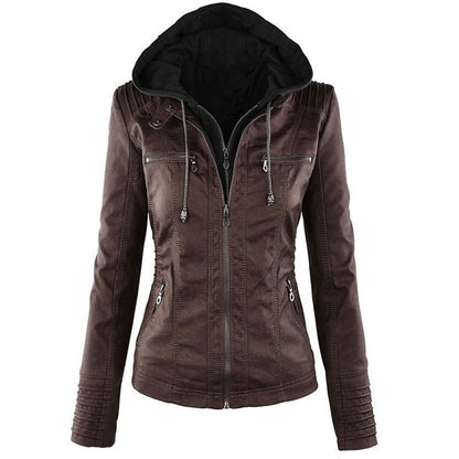 Fashion Detachable Hooded Jacket With Pockets Clothing Women DealSniper.net Coffee 2XL