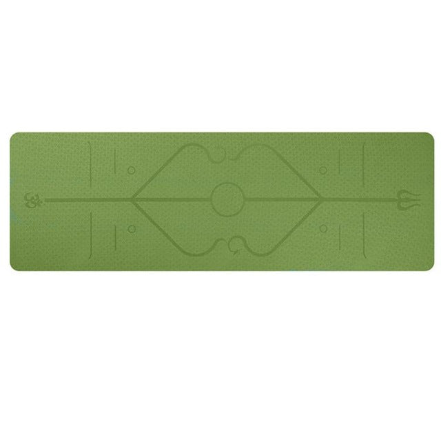 Non Slip TPE Yoga Mat Position Line Beginner Sports DealSniper.net Bamboo cyan