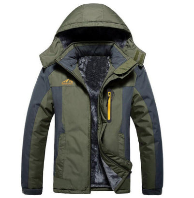 Winter Hooded Jacket Fashion Casual Warm Fleece Coat Men Gym From House