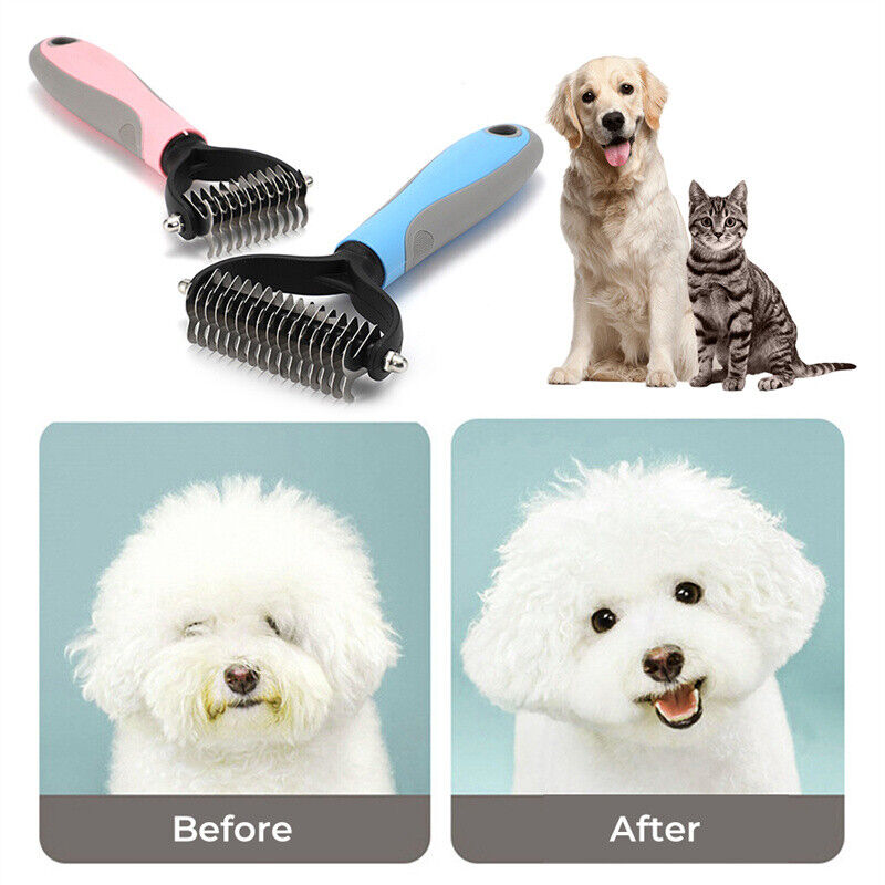 Grooming Brush For Pet Dog Cat Deshedding Tool Rake Comb Fur Remover Pets dealsniper-net