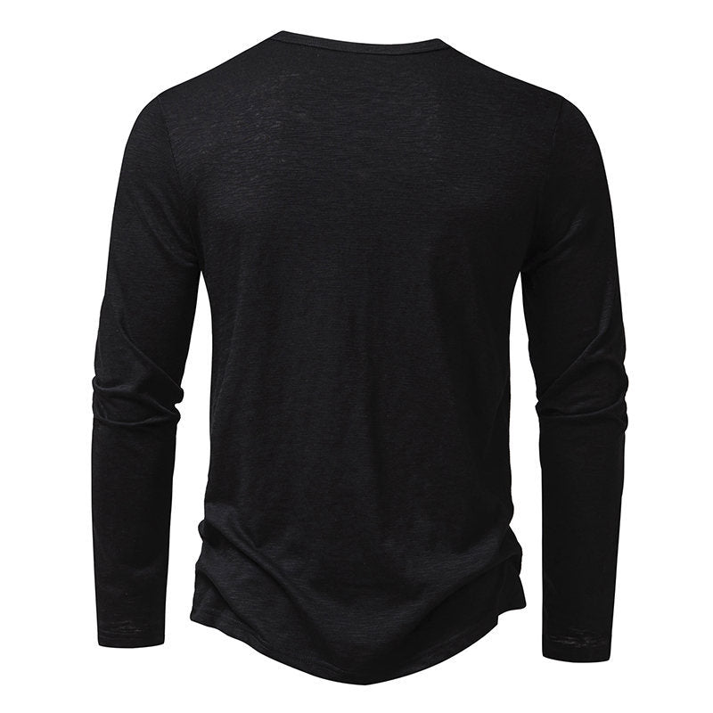 Men's Long-sleeved T-shirt Fashion Casual Solid Color Men Gym From House