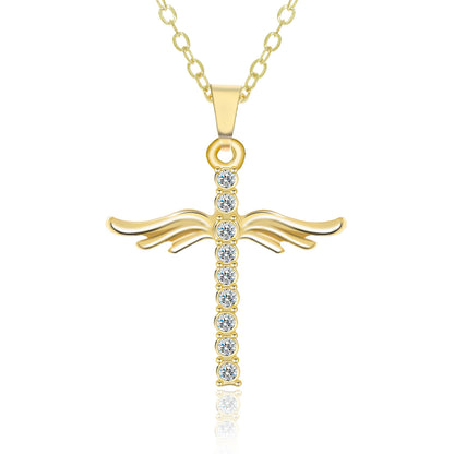 Angel Wings Cross Pendant Necklace For Woman Jewelry dealsniper-net