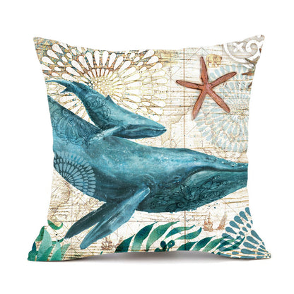 Cushion Covers Sea Turtle Printed Throw Pillow Cases House dealsniper-net Whale 45x45cm