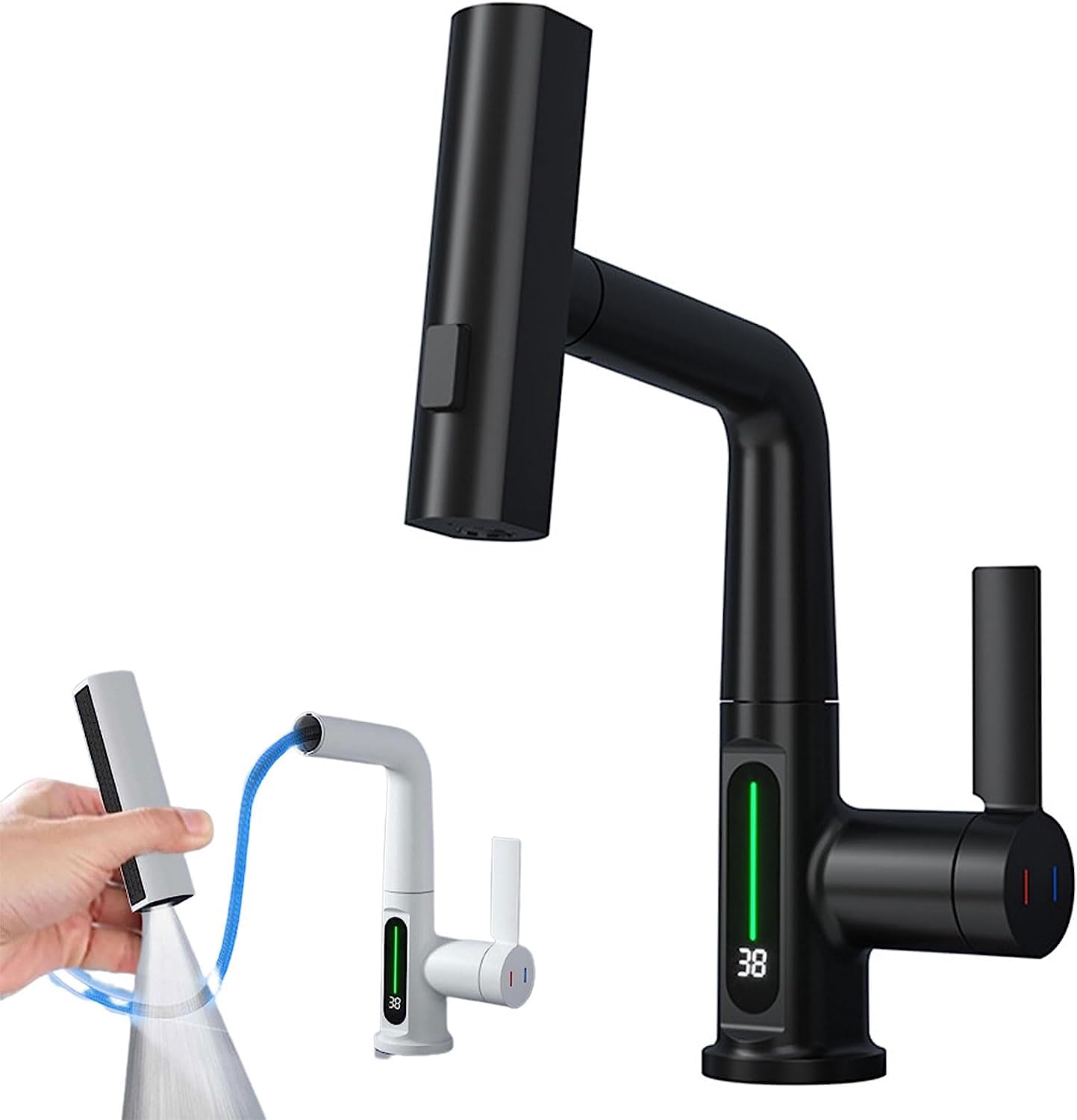 Intelligent Digital Display Faucet Pull-out Basin Faucet House DealSniper.net