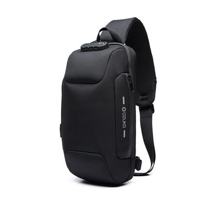 Multifunctional Shoulder Bag Anti-Theft Waterproof Chest Bag USB Men DealSniper.net Black