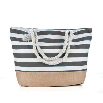 Striped Beach Bag Casual Large Capacity Women Shoulder Bags Women DealSniper.net Gray 50x12x35cm