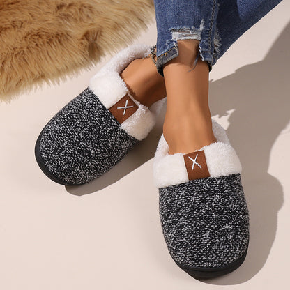 Winter Plush Slippers Fashion Thick Bottom Warm House Shoes