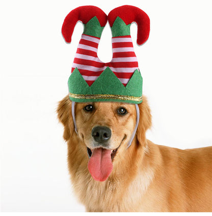 Pet Christmas Dress Up Dog Christmas Hat Pet Funny Striped Deals DealSniper.net