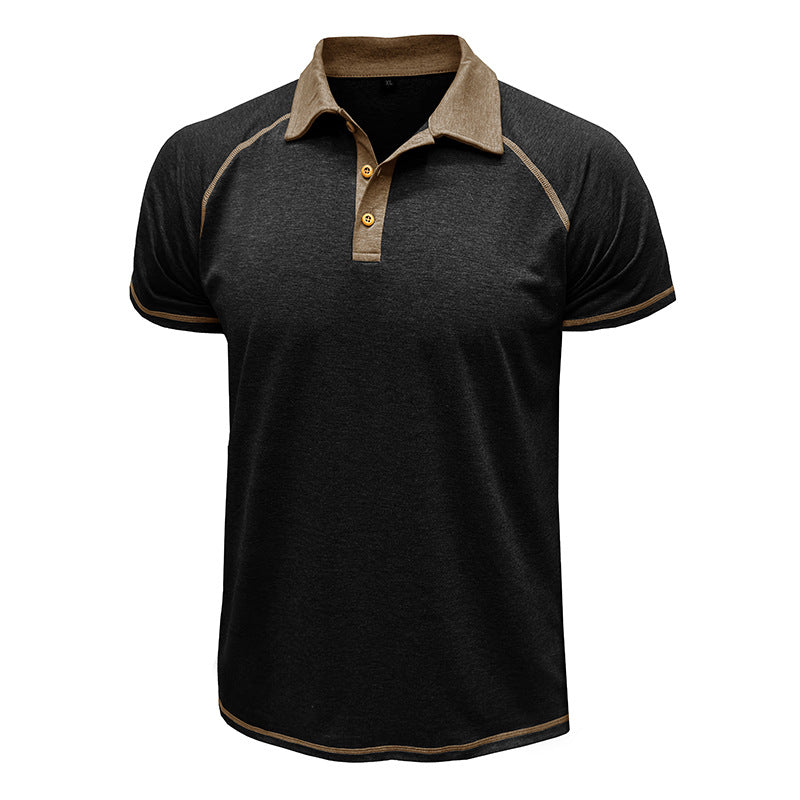 Short-sleeved Lapel T-shirt POLO Bottoming Shirt Men Clothing Men DealSniper.net Black L