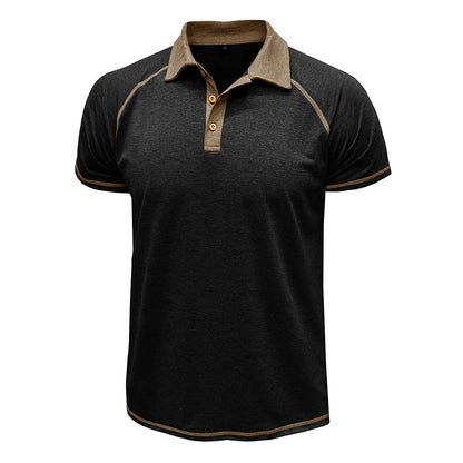 Short-sleeved Lapel T-shirt POLO Bottoming Shirt Men Clothing Men DealSniper.net Black L